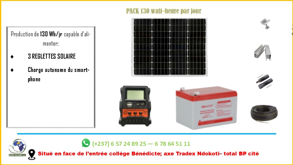 production solaire 130Wh/Jr – Éclairage & recharge autonome du téléphone 